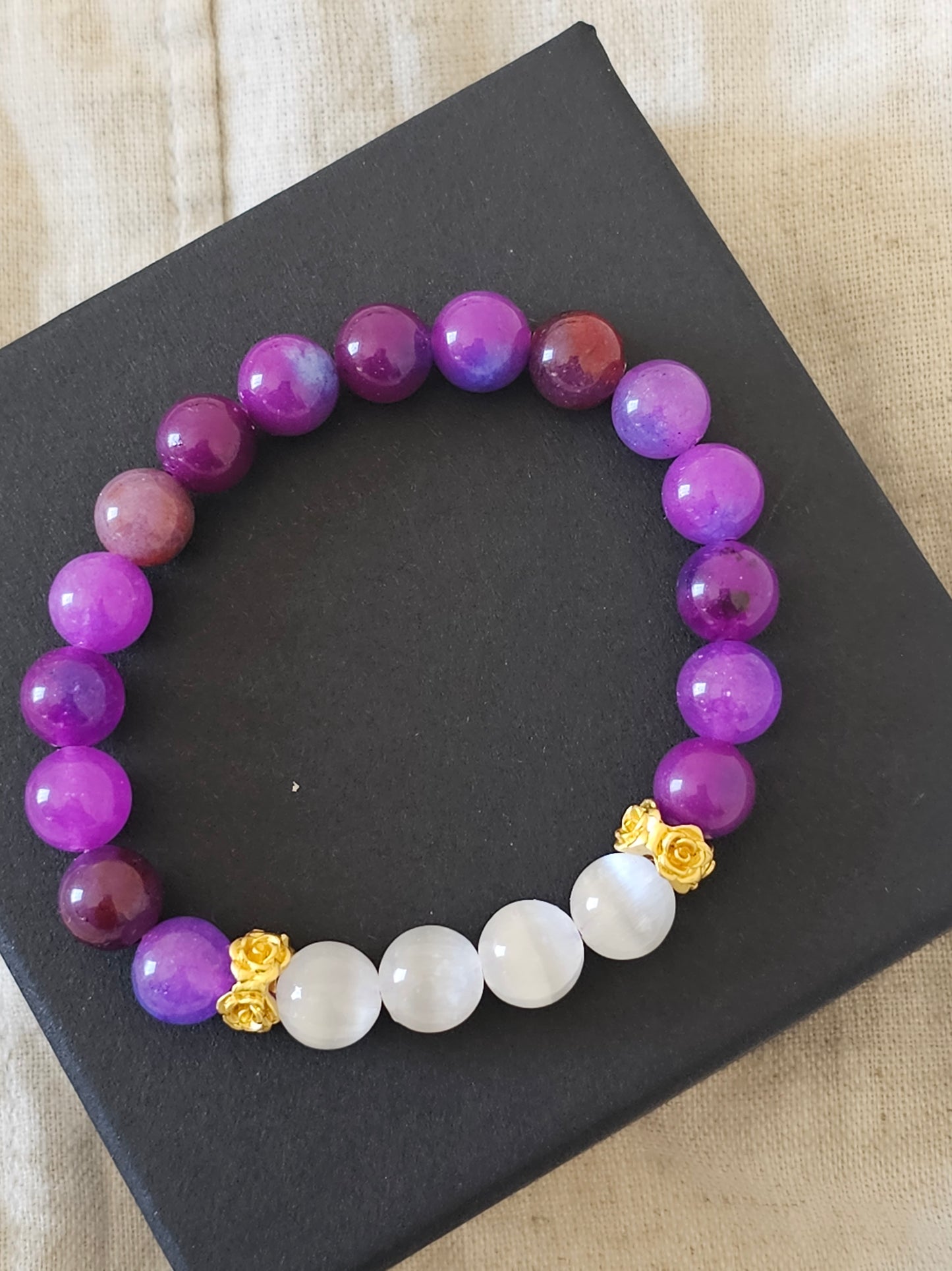 Sugilite and Selenite Crystal Bracelet