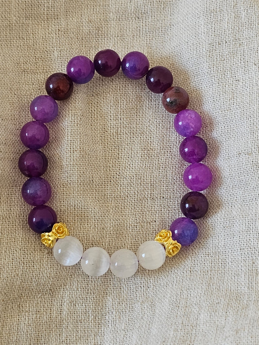 Sugilite and Selenite Crystal Bracelet