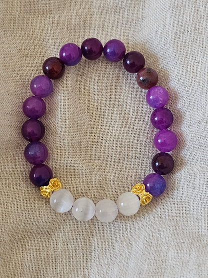 Sugilite and Selenite Crystal Bracelet