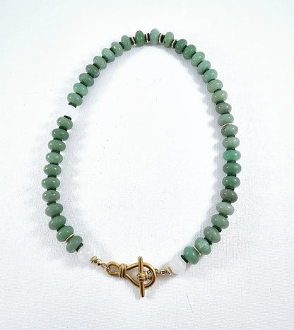 Genie's Green Aventurine and Moonstone Chunky Necklace