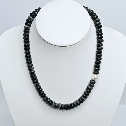 Liza's Snowflake Obsidian Necklace