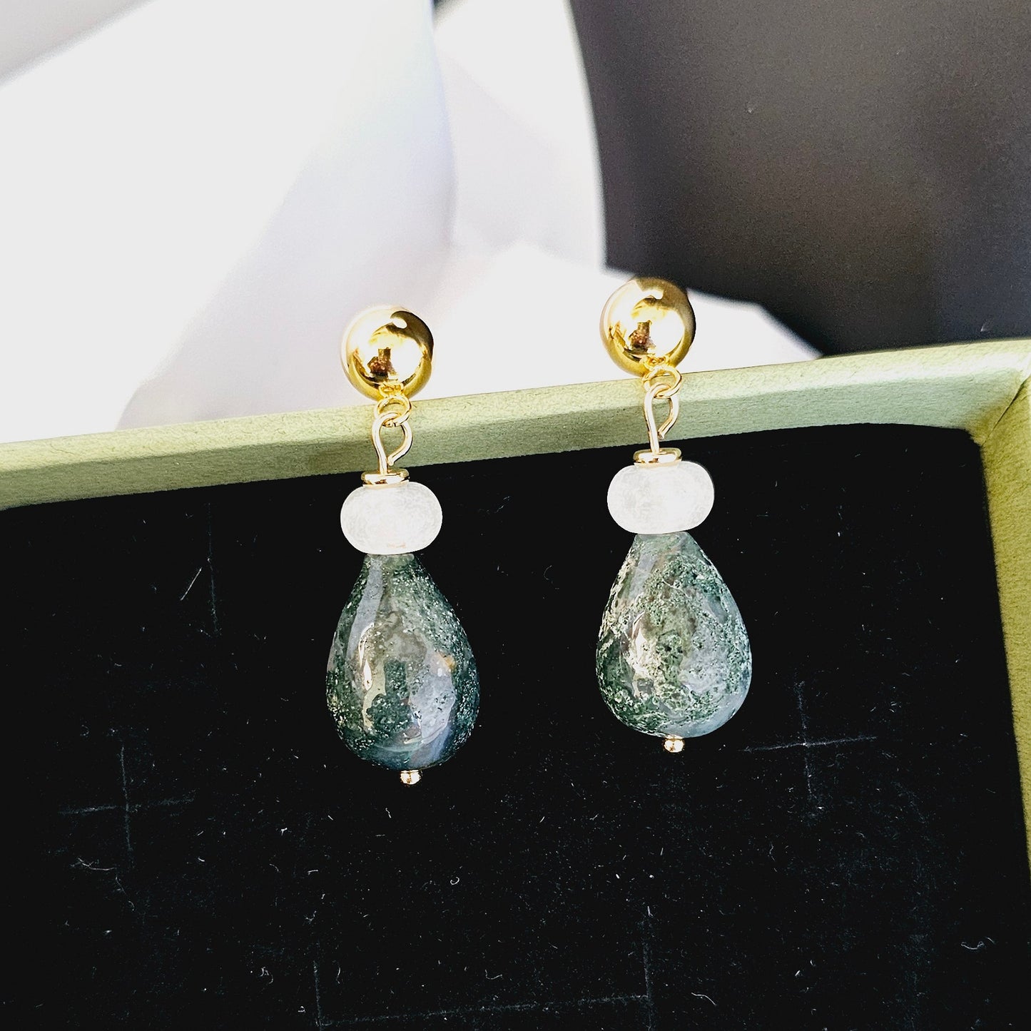 Mimi's Moss Agate Drop Earrings